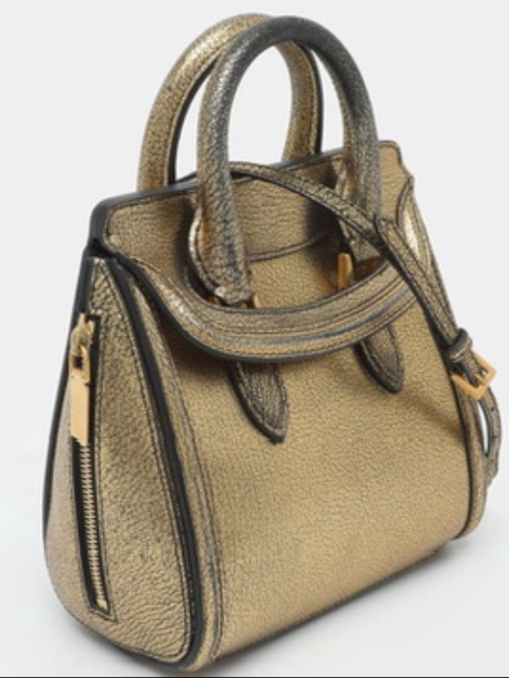 🛍️Alexander McQueen Authentic Small Heroine Bag in Metallic Gold - Picture 3 of 16